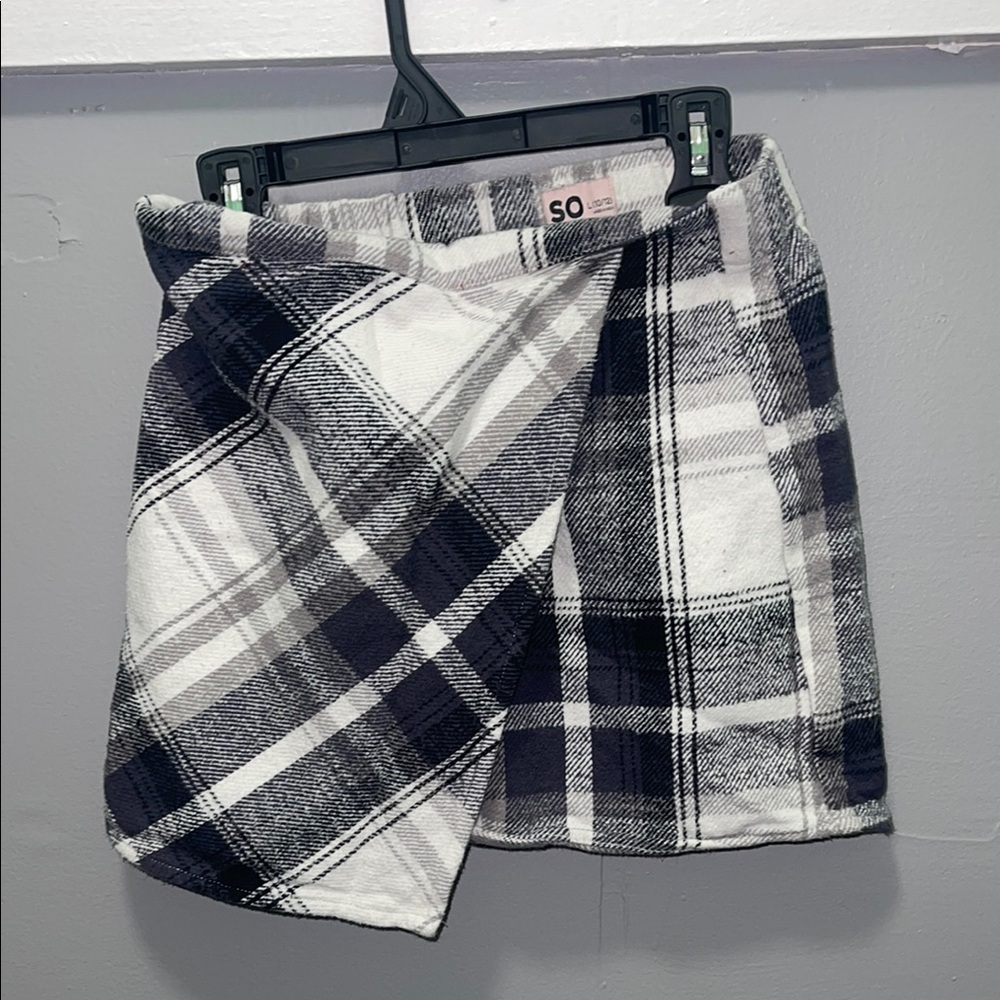 Kids SO‎ Black and White Plaid Skirt